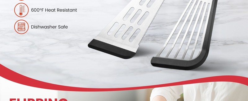 Fish Spatula Turner Set of 2, 600ºF Heat Resistant Silicone Spatulas for gallery