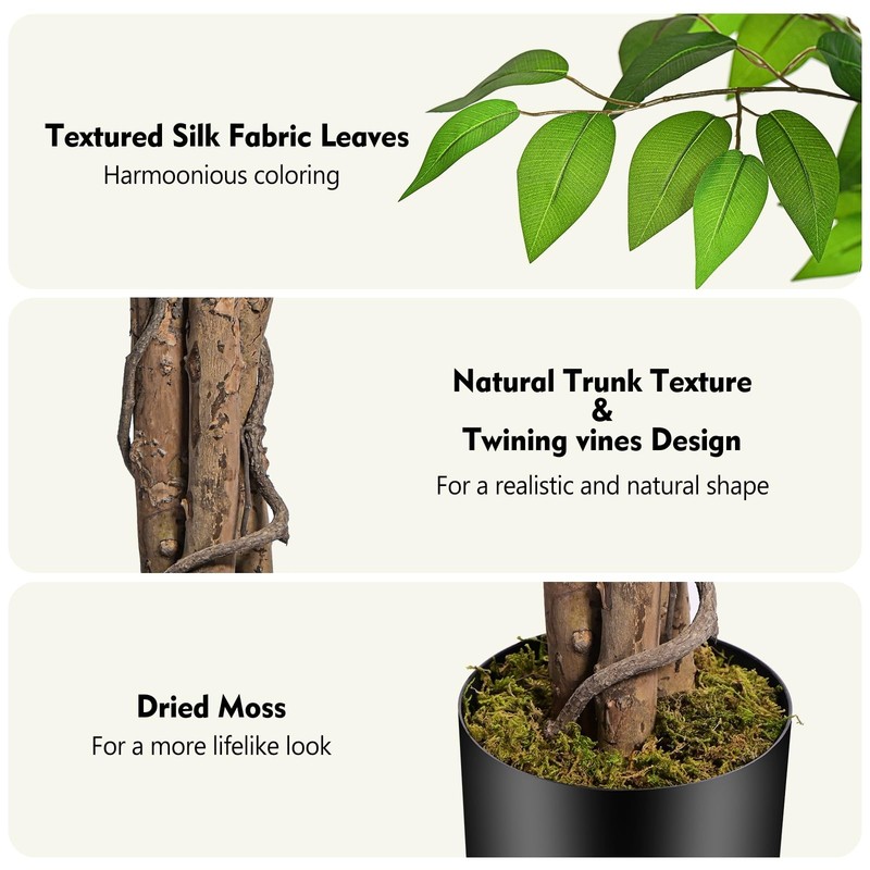 Keeplush 5Ft Ficus Artificial Trees Natural Curved Trunks 60 Tall Lush Faux gallery