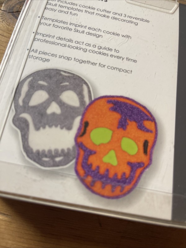 NIP Tovolo Skull Cookie Cutter Set of 6 Stamps with Cutter Halloween Ready gallery