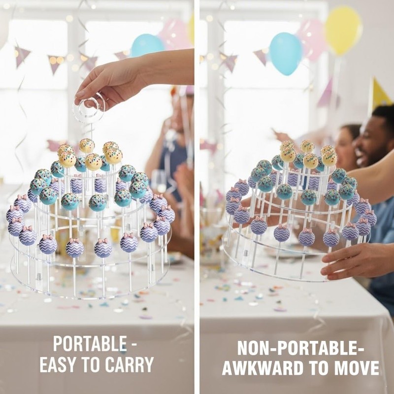 3 Tier Acrylic Lollipop Stand Clear Cake Pop Holder 36 Holes Display Rack gallery