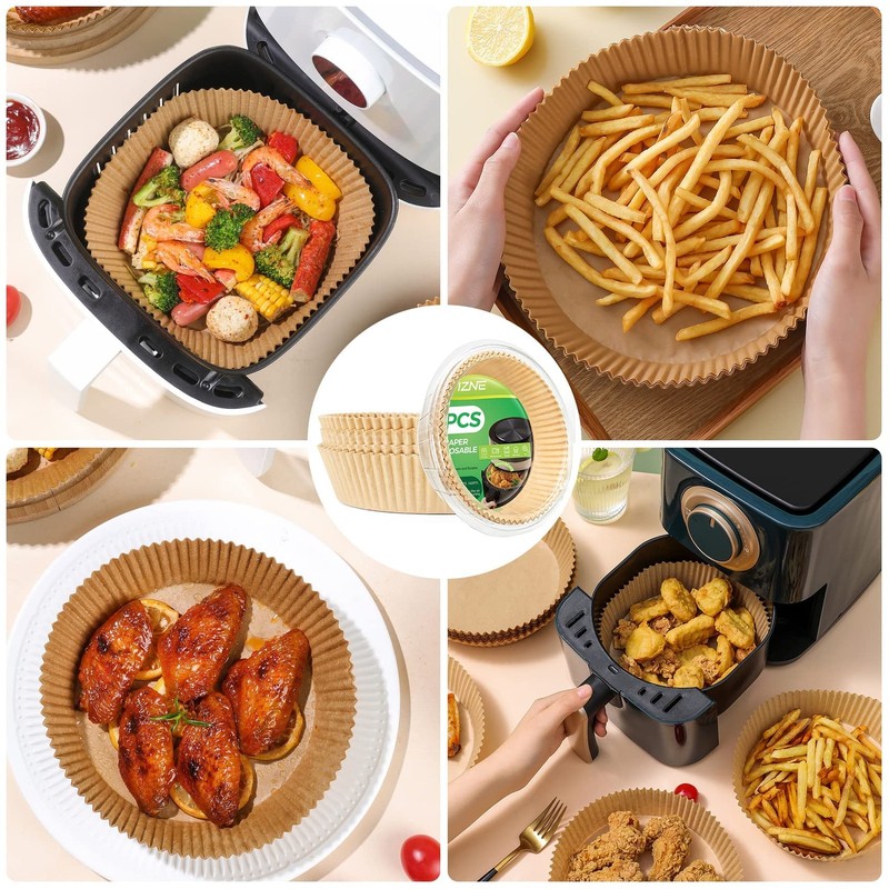 Air Fryer Paper Liners Disposable: 100PCS Round Airfryer 6.5"Round, Natural gallery