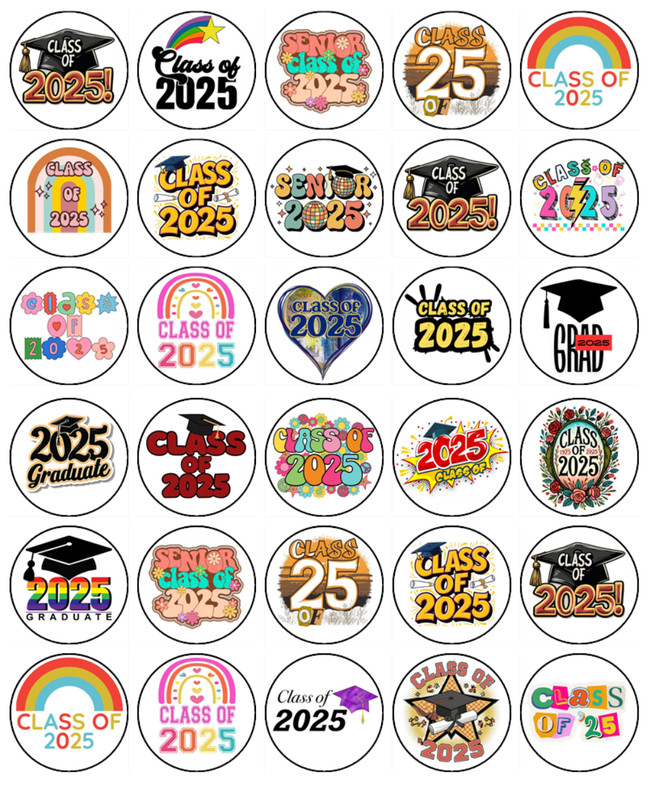 Graduation Hat Edible Icing Cupcake Toppers – Graduation Decorations (2 Sizes)