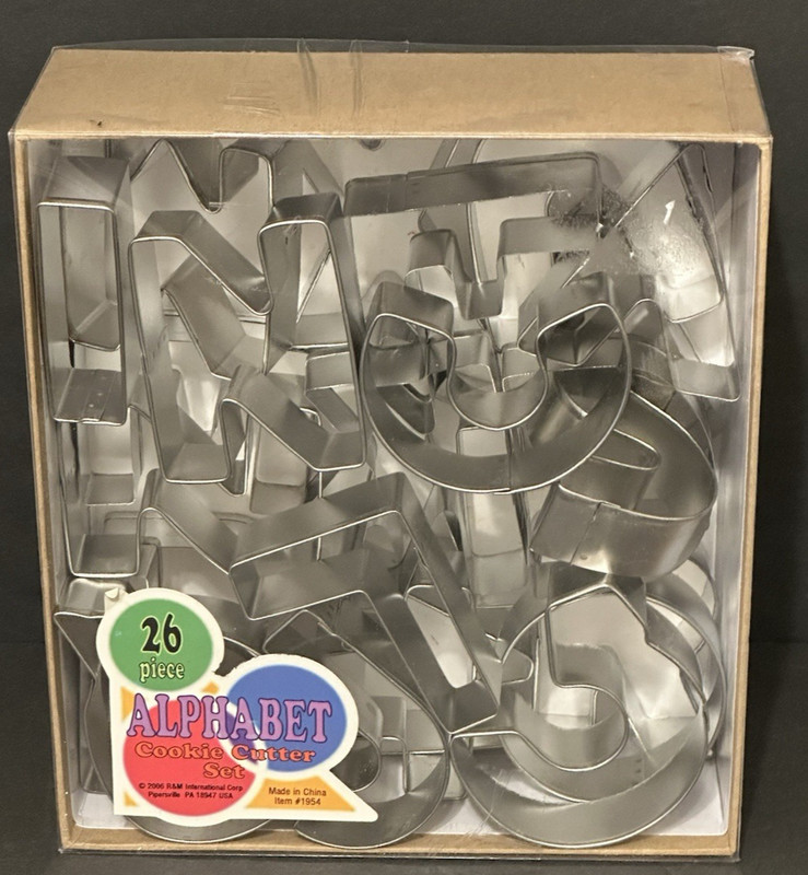 R&M 26 Piece Alphabet Cookie Cutter Set 3 Inches Steel New In Box
