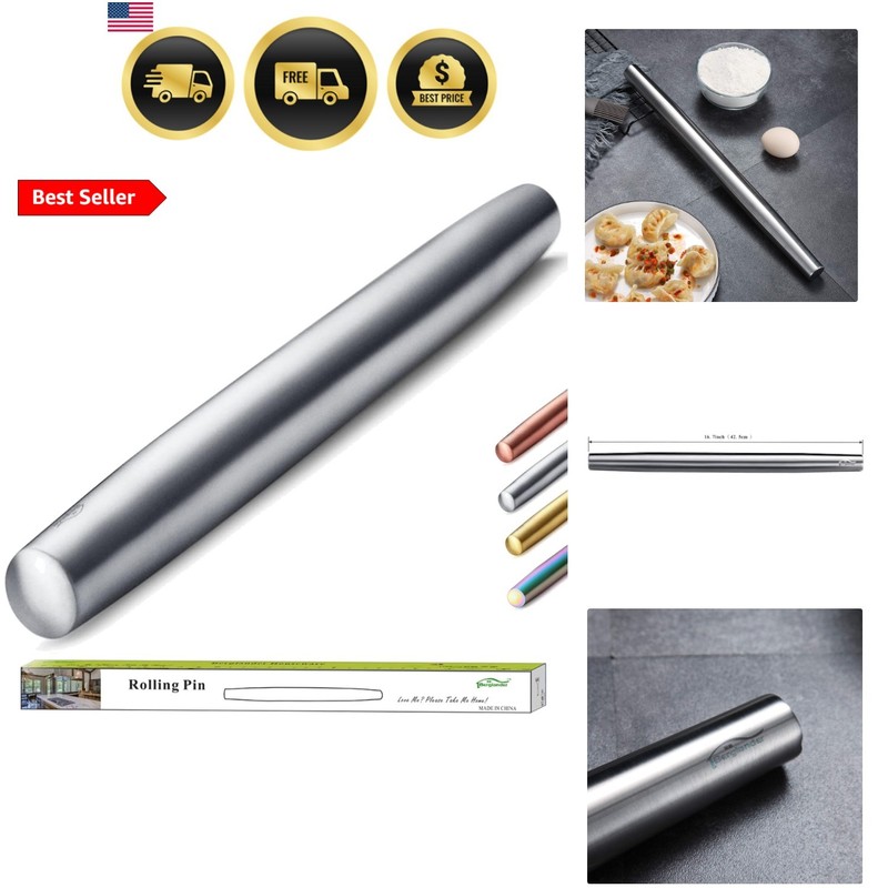 Stainless Steel Rolling Pin, Matte Finish 16.7 Inches, Rolling Pin For Baking…