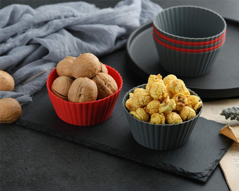 12 Pack Reusable Nonstick Jumbo Silicone Baking Cups, Cupcake and Muffin Liners, gallery