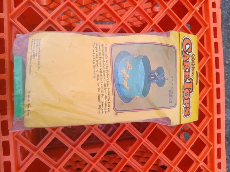 Vintage Wilton Cake Tops 5" Fishy Situation 2 Piece Fisherman Cake Topper In Bag gallery