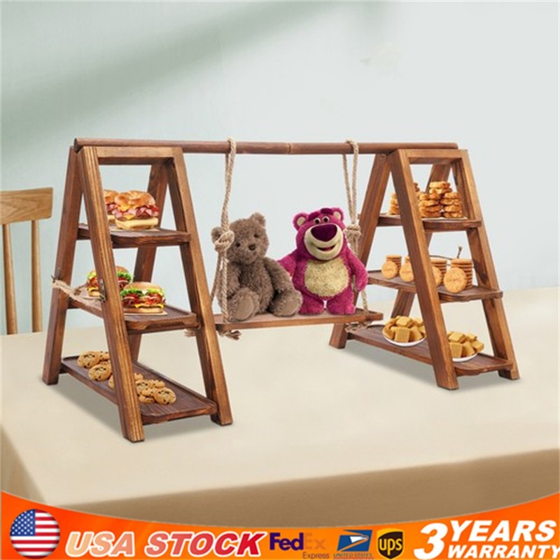 3 Tiers Wooden Dessert Stand Serving Tray Cake Stand Rack Wedding Bitthday Party