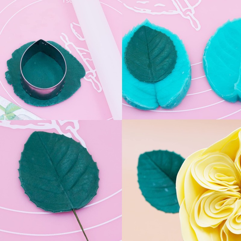 17pcs Cake Fondant Petal Cutters set,Stainless Steel Rose&peony flower leaf c... gallery