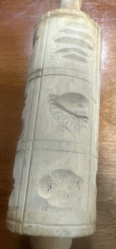 2 Wood Folk Art Engraved Embossed Kitchen Tool Rolling Pin Stencil gallery
