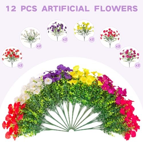 Artificial Flowers 2 Purple, 2 Red, 2 Fuchsia, 2 Hot Pink, 2 White, 2 Yellow gallery