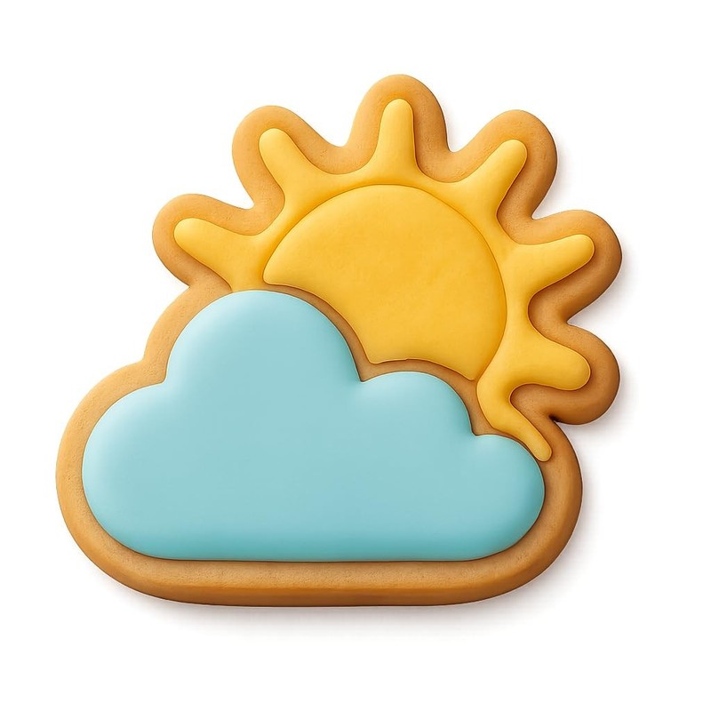 Sun Behind Clouds Cookie Cutter & Stamp, Fondant & Clay – 4×3.5