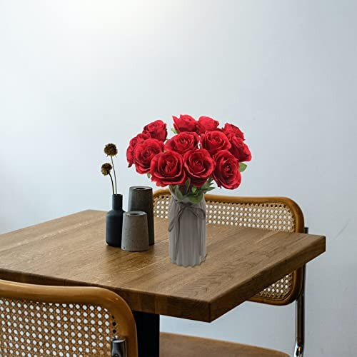 Artificial Roses Flowers for Flower Arrangement Pcs Silk Rose Bouquet 12 Red gallery