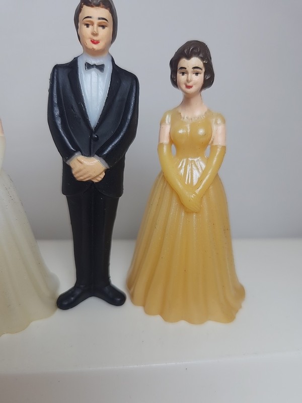 Vtg Mid Century Plastic Cake Topper Wedding Formal Prom Debutant Figures 3 Pc gallery