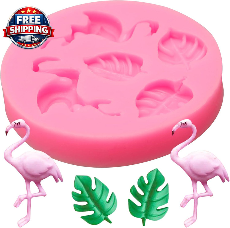 Flamingo Tropical Leaf Silicone Mold 5 Pcs, Monstera Leaves Flower Candy Fondant gallery