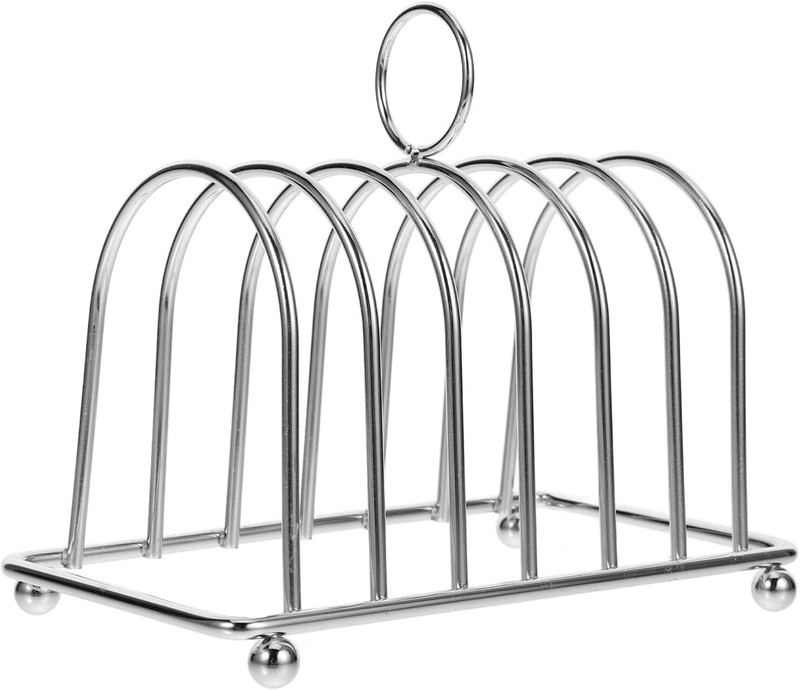 Stainless Steel Toast Rack 6 Slice Bread Holder with Ball Feet and Carry Handle