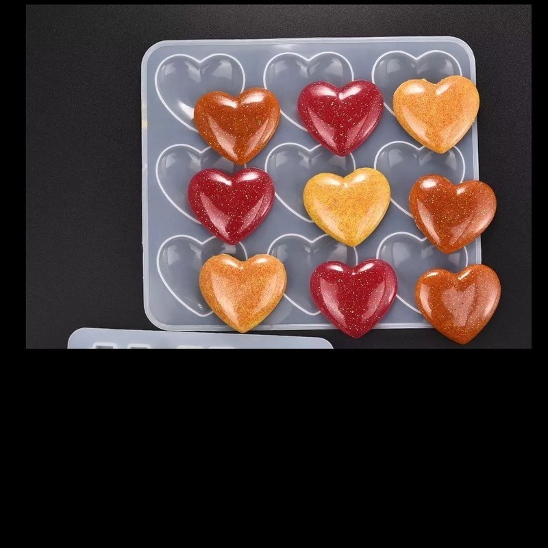 Heart Silicone Mold Resin Chocolate Soap Candle Candy Pendant 9 Cavity gallery