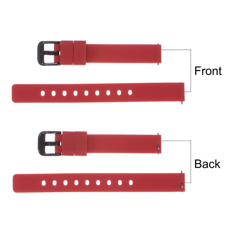12mm Silicone Watch Strap for Watch Strap with Buckle Black Dark Red gallery