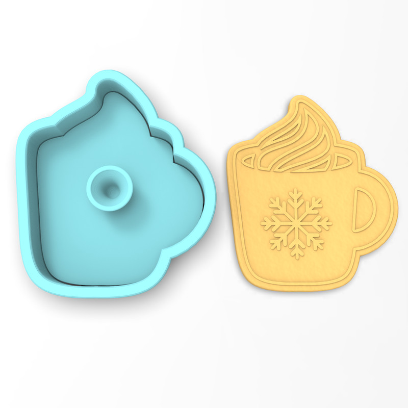 Hot Chocolate Cookie Cutter & Stamp | Cappuccino Mug Winter Christmas XmasCoffee gallery