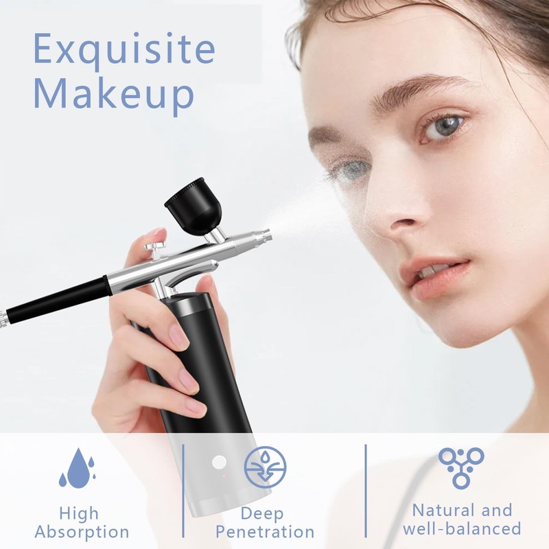 Airbrush Kit With Compressor 48PSI Rechargeable High Pressure Air Brush Black gallery