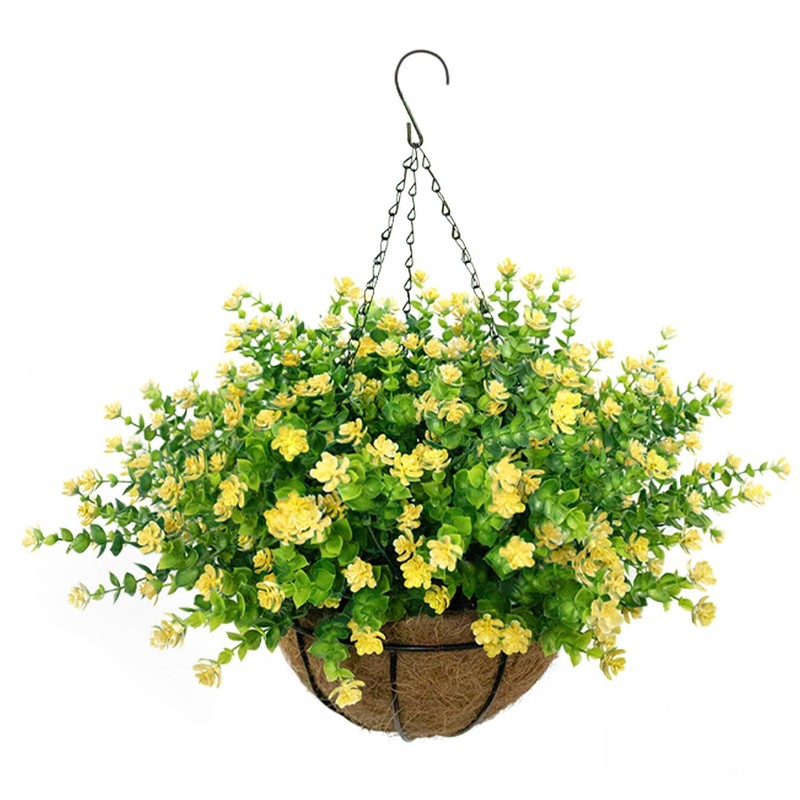Bcblf Artificial Hanging Flowers Basket 12 Uv-Resistant Bundles Of Realistic