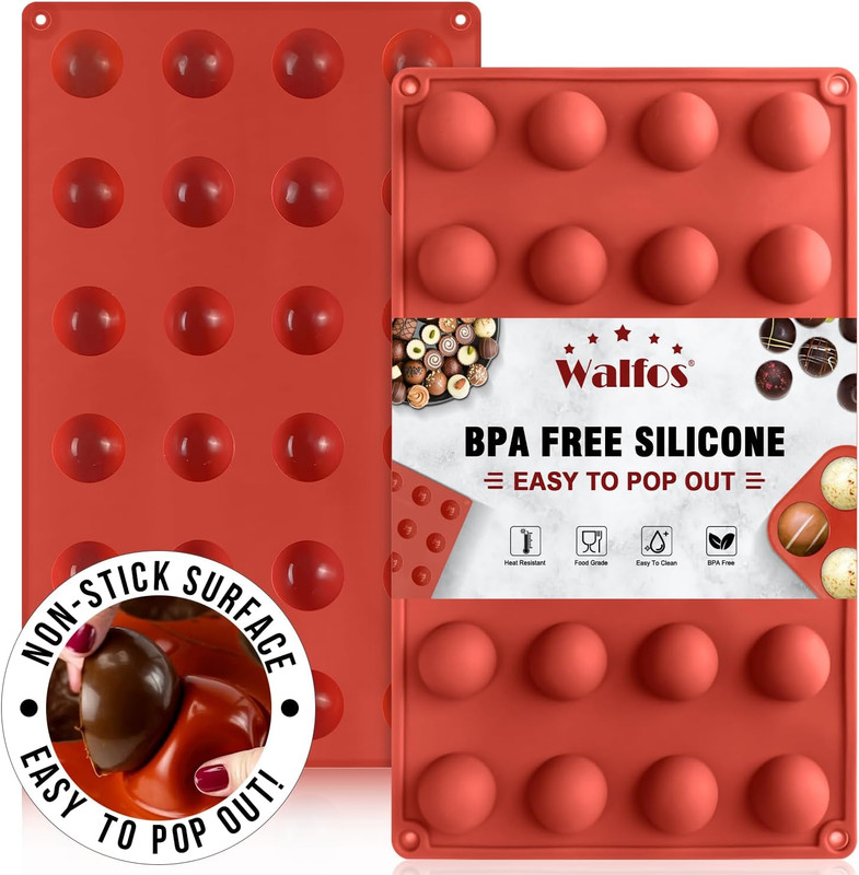 Mini 24-Cavity Semi Circular Silicone Mold, 2 Packs Half Sphere Silicone Baking