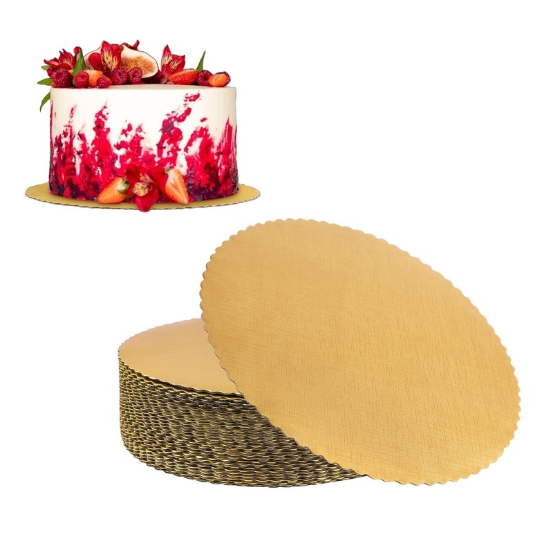 Gold Cake Boards 12 Inch Round, Disposable Cardboard Rounds Cake Base Decorat…