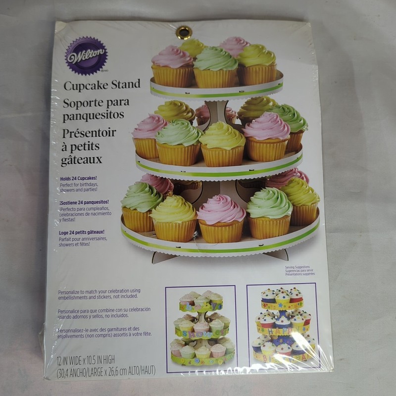 Wilton Cupcake Stand-White 12" X 10.5" Holds 24 Cupcakes Cardboard New In Pack
