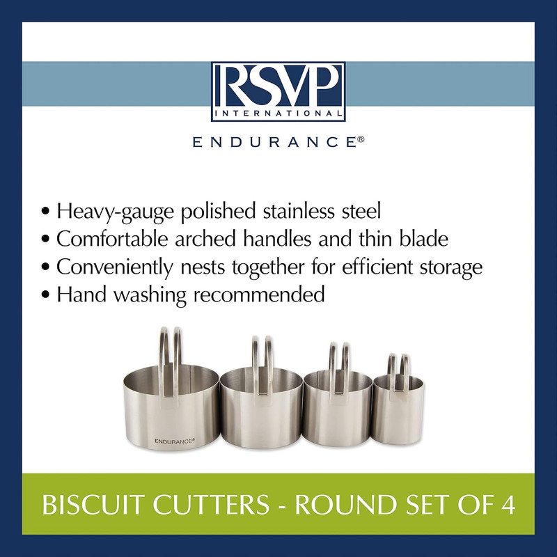 Endurance round Biscuit Cutters - Stainless Steel, Set of 4 | Nest for Easy Stor gallery
