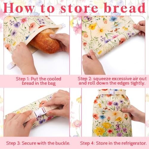2 Pcs Sourdough Bread Bags 15.9 x 12.6 '' Reusable Beeswax-lined Wildflowers gallery