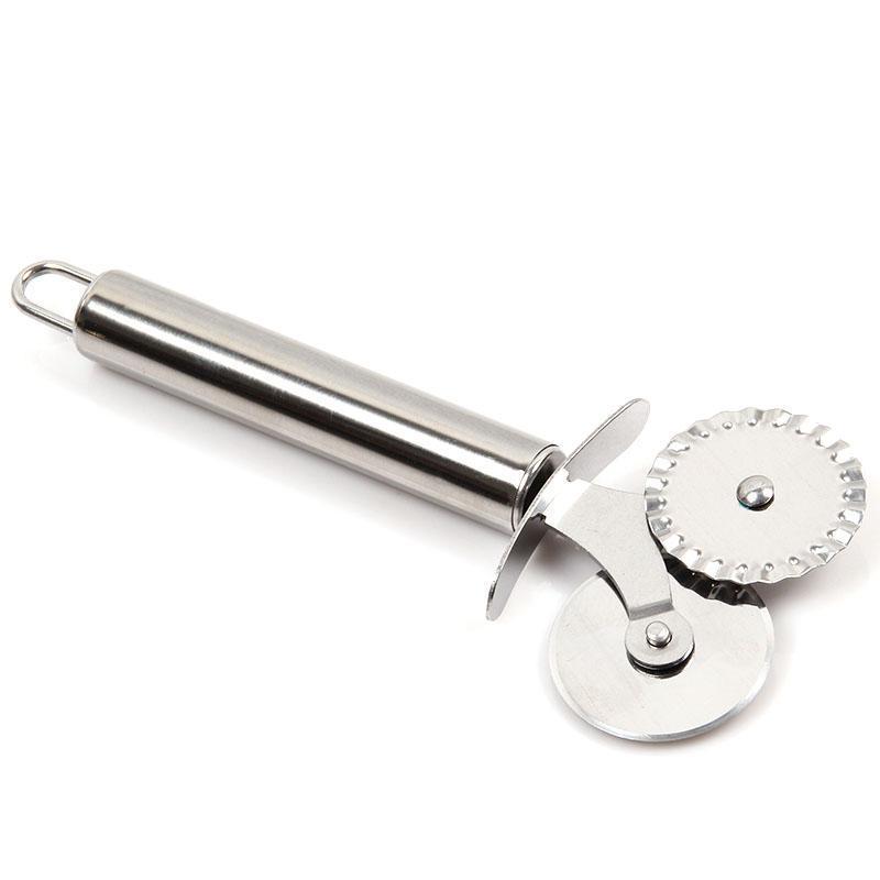Stainles Steel Wheel Cutter Flat&Fluted Wheel Pizza Pastry Pasta Dough Cutter S gallery