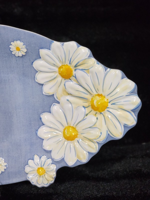 Daisies on Denim Oval Serving Tray Platter Melamine 21" Rachel Ashwell Floral gallery