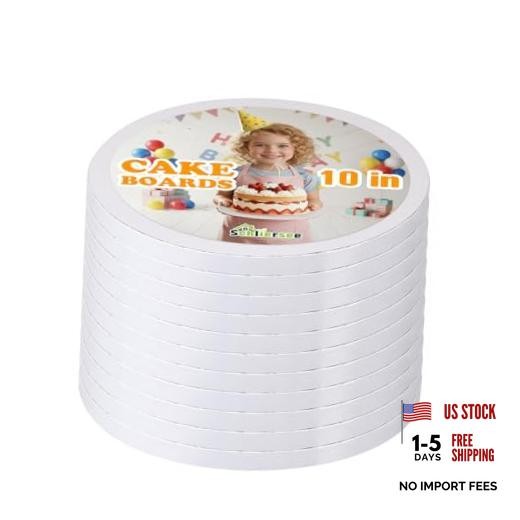 10 Packs Cake Boards Round, Food Grade 1/2″ Thick Sturdy Cardboard 10 inch