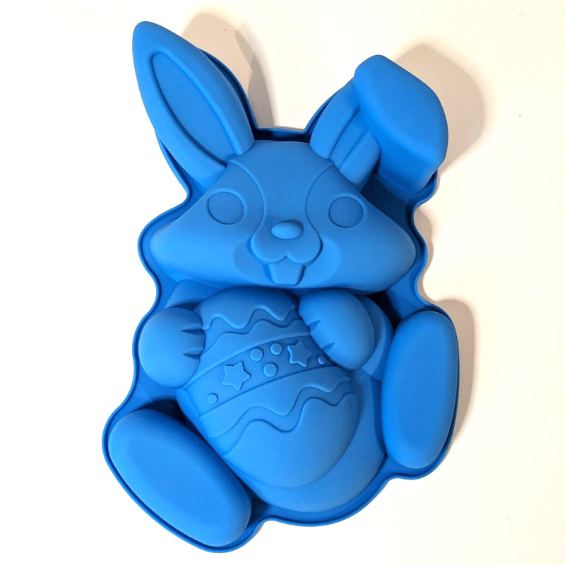 3D Rabbit Easter Bunny with Egg, Silicone Mold Shape, Cake Baking Tray, Form