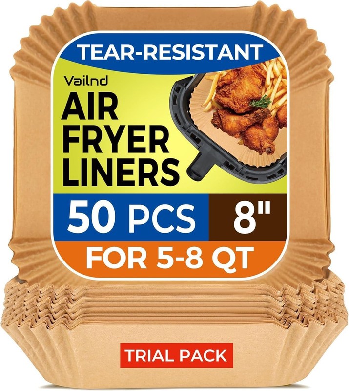 Air Fryer Paper Liners, 50 PCS Air Fryer Liners Disposable, 8″ Square