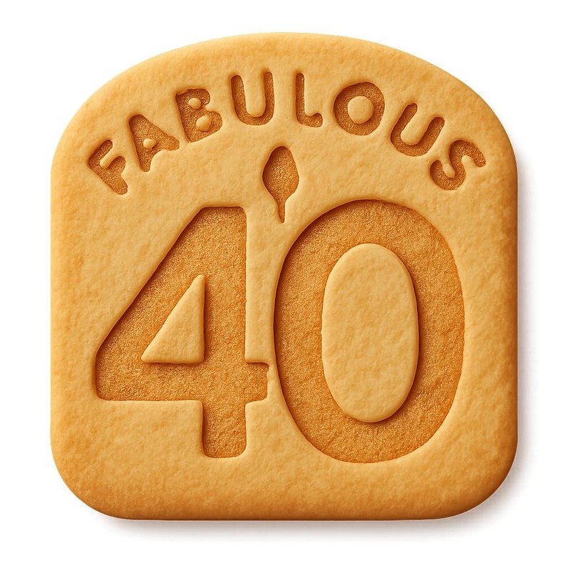 Fabulous 40 in Cursive Cookie Cutter & Stamp, Fondant & Clay – 3.8×4″