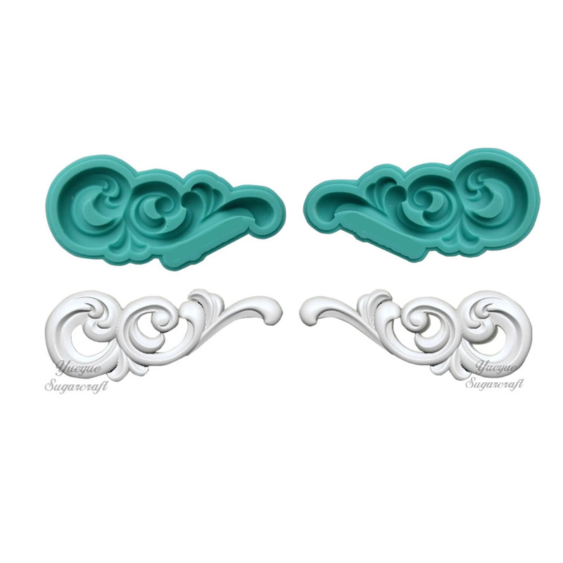 2pcs Baroque Silicone Molds Scroll Curlicues Filigree fondant Sugarcraft Mould