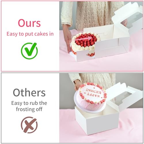 4 Pack Cake Boxes 10 Inch, Disposable Cake Transport Container, White 10×10×5 gallery