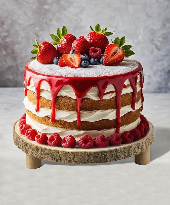 Rustic Wood Cake Stand with Legs – 11.5-12.5" Natural Wood Slice for Weddings... gallery