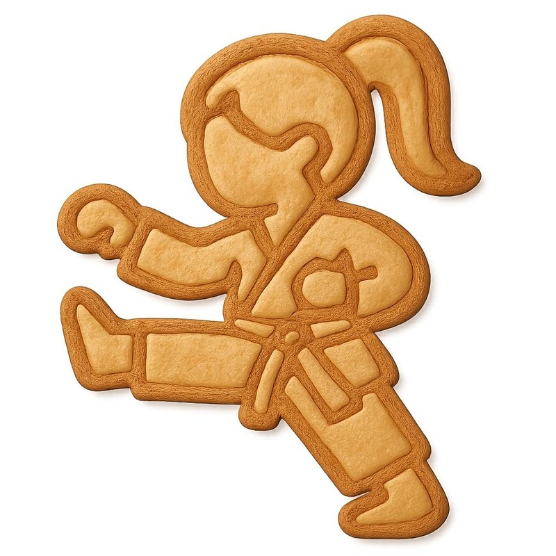 Karate Girl with Ribbon Belt Cookie Cutter & Stamp, Fondant & Clay – 4×3.2