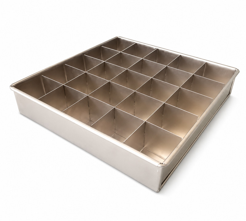 Brownies Mold Cutter/Divider with Aluminium Pan 24x24x4cm 25 Boxes