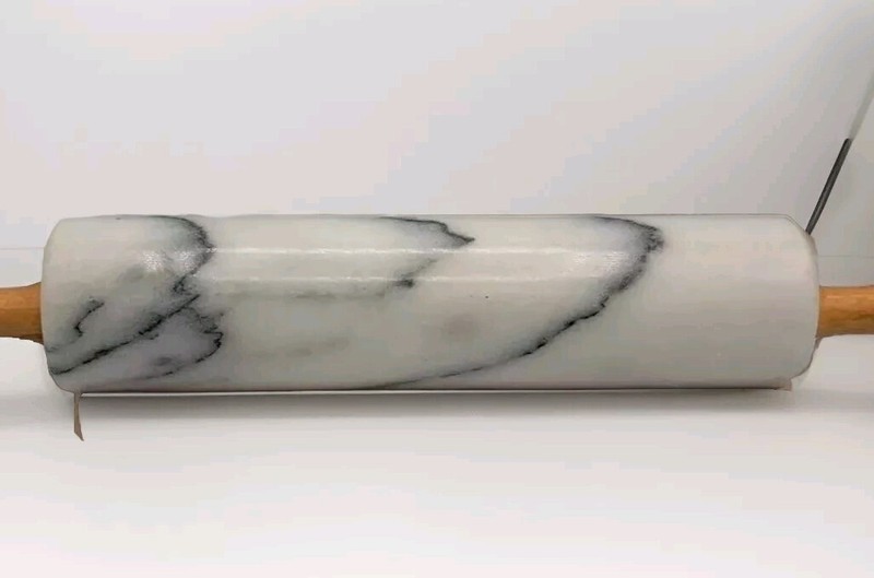 Polished Marble Rolling Pin with Wooden Cradle 10-Inch Barrel - Vintage But NIB gallery
