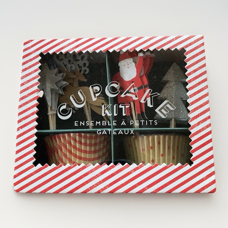 Meri Meri Christmas Cupcake Kit Santa Reindeer Trees Stars Jingle All the Way