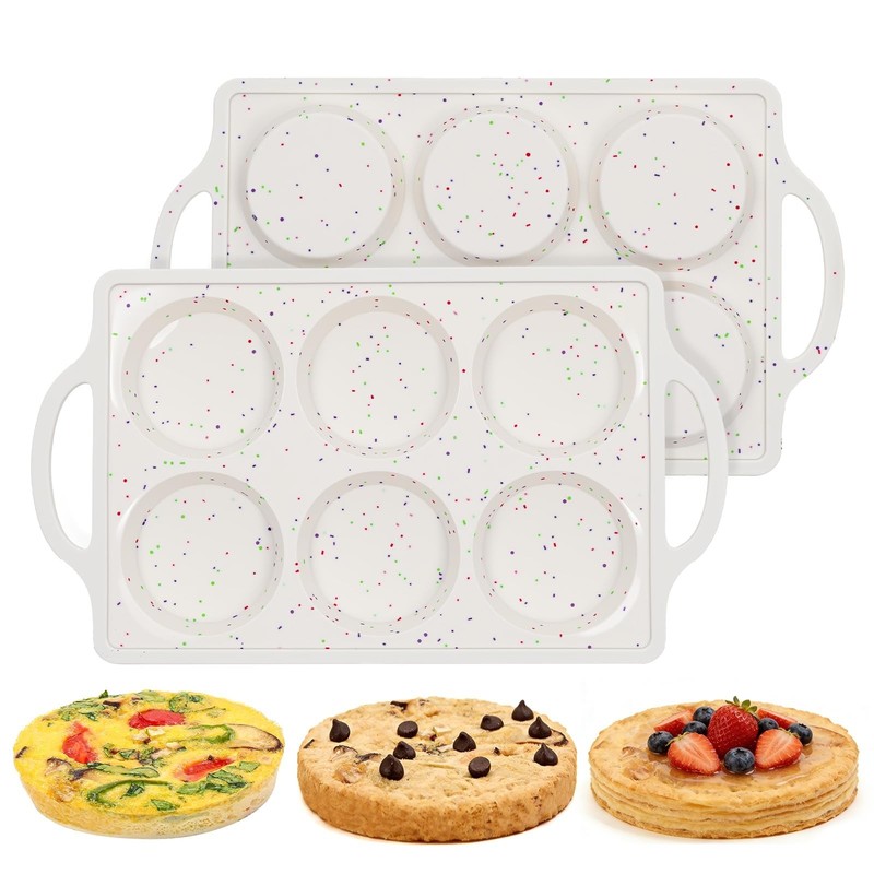 FUNBAKY Muffin Top Pan Non Stick, 3 Inch Metal Frame Silicone Egg Molds for b...