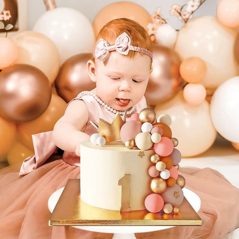 56PCS Ball Cake Picks Apricot Foam Ball Cake Topper Pearl Balls gallery