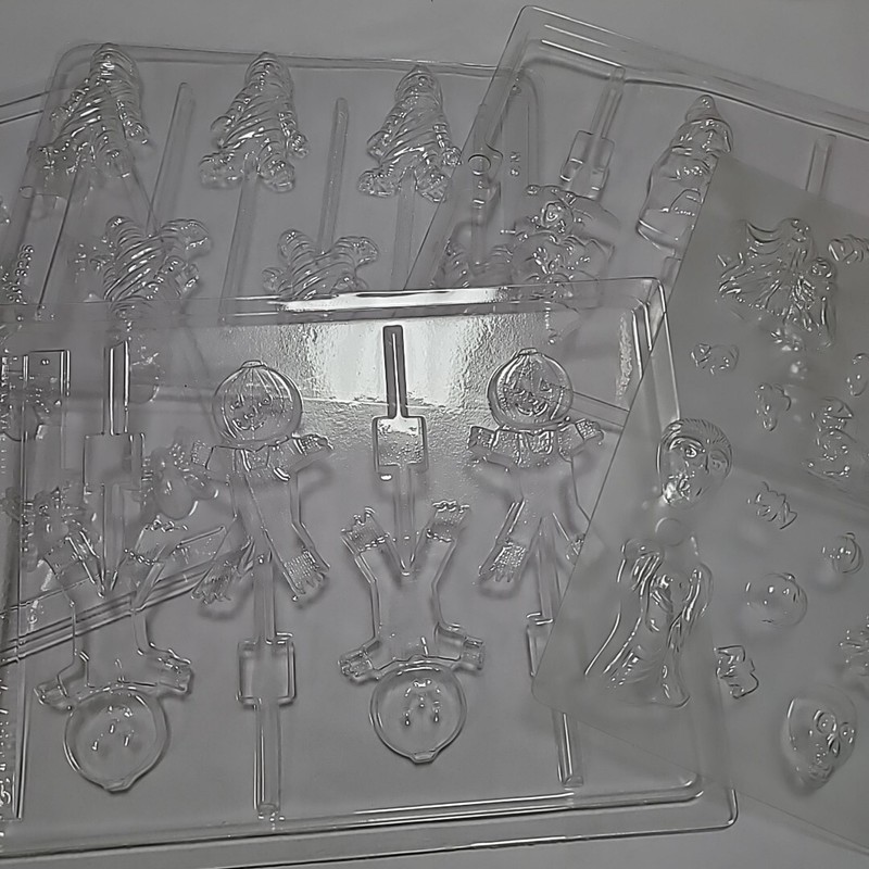 Halloween Chocolate Candy Mold Lot Ghost Witch Scarecrow Spider Mummy