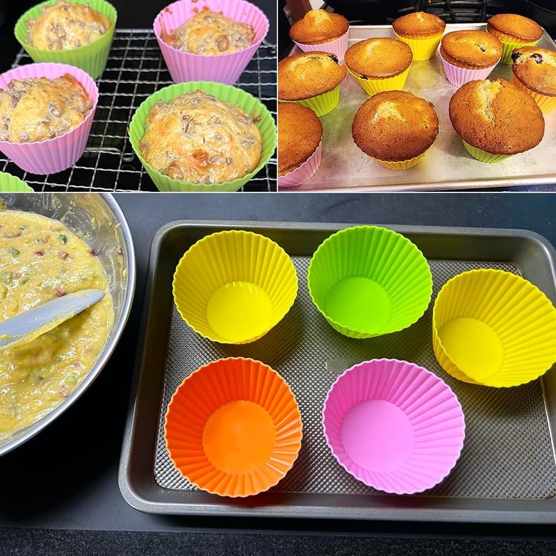 Extra Large Silicone Muffin Cups 24 Pack, 3.54 Inch Silicone Cupcake Liners, ... gallery