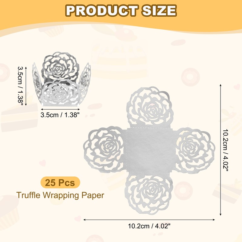 25PCS 4 Inch Truffle Wrappers for Wedding Birthday, Silver gallery