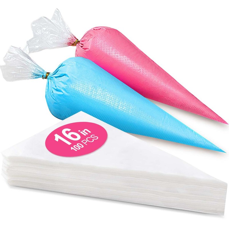 16 Inch Disposable Cake Bags, 100Pcs Large Frosting Bags, Clear