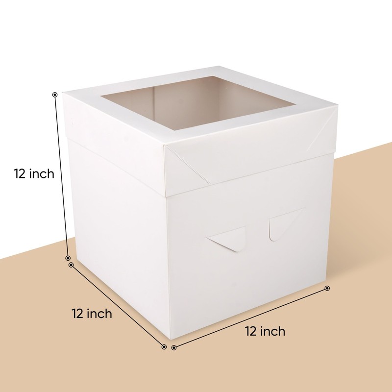 12" Cake Boxes with Round Boards 3-Pack White Box with Window for Parties gallery
