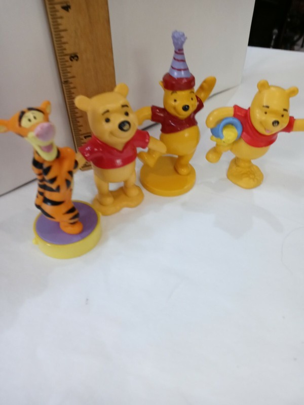 Winnie the Pooh Plastic Birthday 3" Cake Toppers. Lot of 4 includes Tigger. #63 gallery